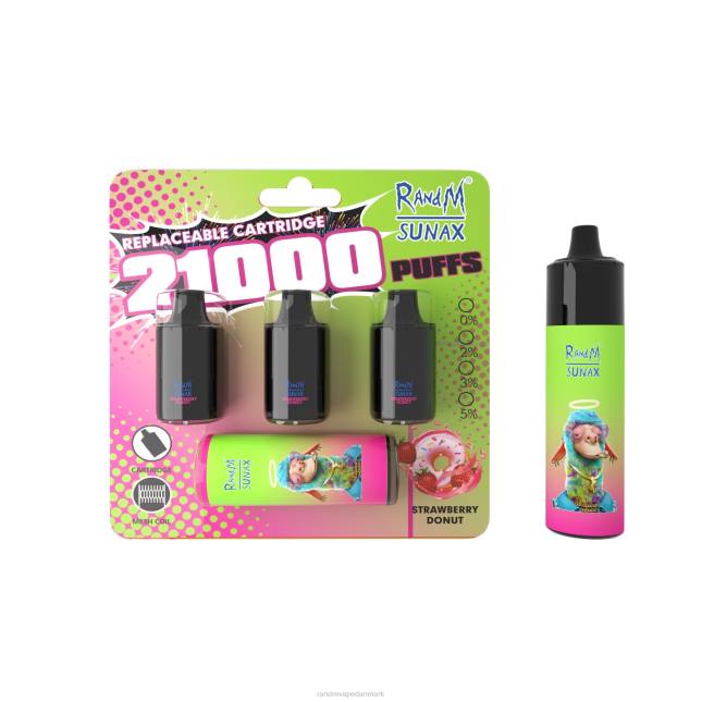 RandM Sunax 21000 luftstrømskontrol pod udskiftelig vape enhed 1 stk L06X267 jordbær donut - Best RandM Vape Flavors