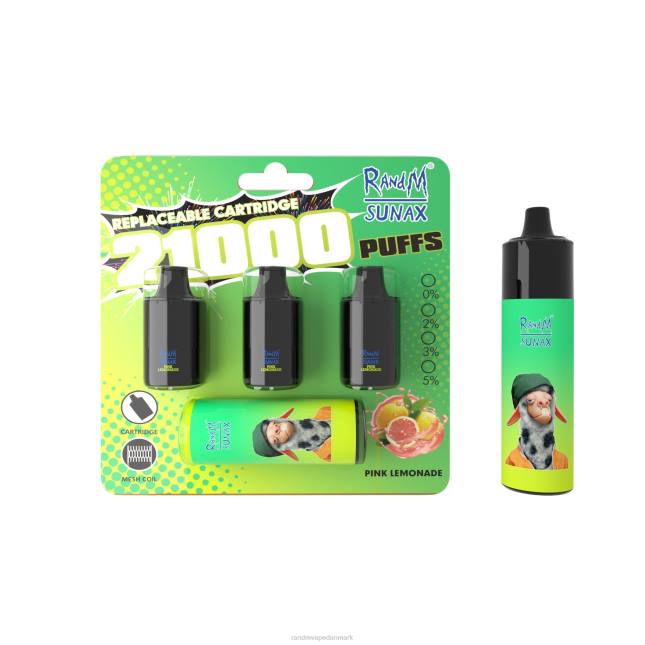 RandM Sunax 21000 luftstrømskontrol pod udskiftelig vape enhed 1 stk L06X269 lyserød limonade - RandM Smage