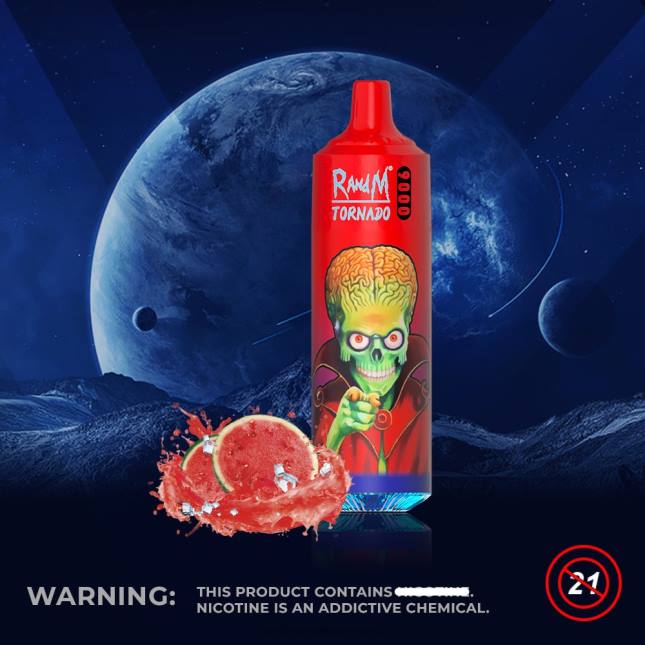 RandM Tornado 9000 vape pod enhed 1 pc version 2 L06X147 vandmelon brazz is - Best RandM Vape Flavors