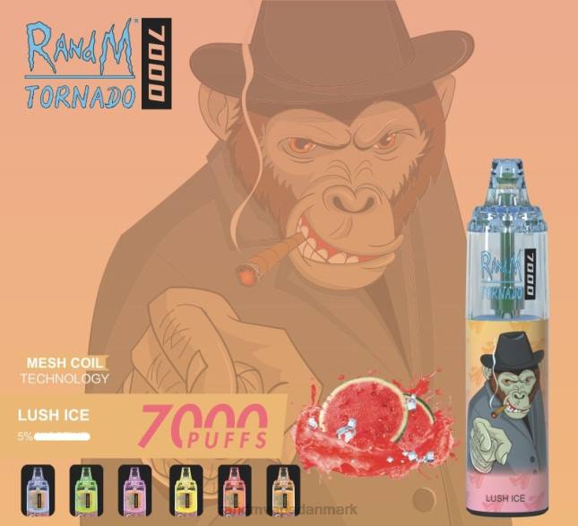 RandM Tornado 7000 luftstrømskontrol vape enhed 1 stk L06X165 frodig is - RandM Vape Denmark