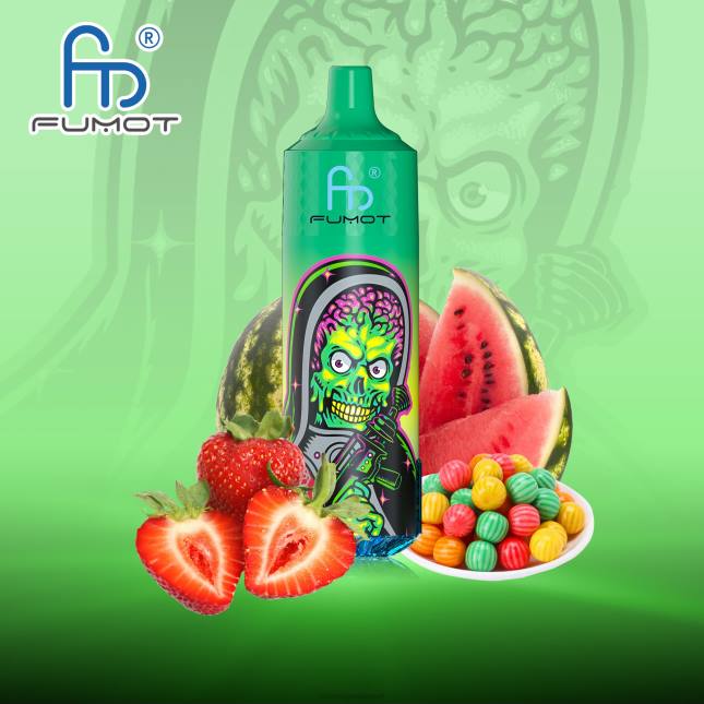 Fumot RandM Tornado 9000 pro vape enhed med batteri og ejuice display version 1 L06X201 jordbær vandmelon tyggegummi - RandM Vape DK