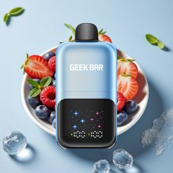 GEEK BAR 2GO 50000 Puffs Opblæsbar Vape Pen Blåbær Hindbær Is 20ml Dual Tank Skærm Justerbar