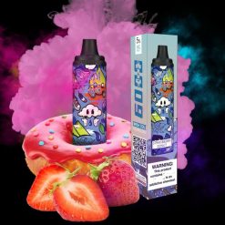 RandM Tornado 6000 luftstrømskontrol vape pod enhed 1 stk L06X285 jordbær donut - RandM Vape Denmark