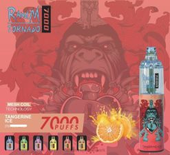 RandM Tornado 7000 luftstrømskontrol vape enhed 1 stk L06X166 mandarin is - RandM Disposable Vape